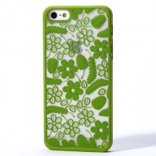 iPhone SE 5 5s - Carved Floral Pattern Matte PC Hard Protective Phone Cover Case - Green